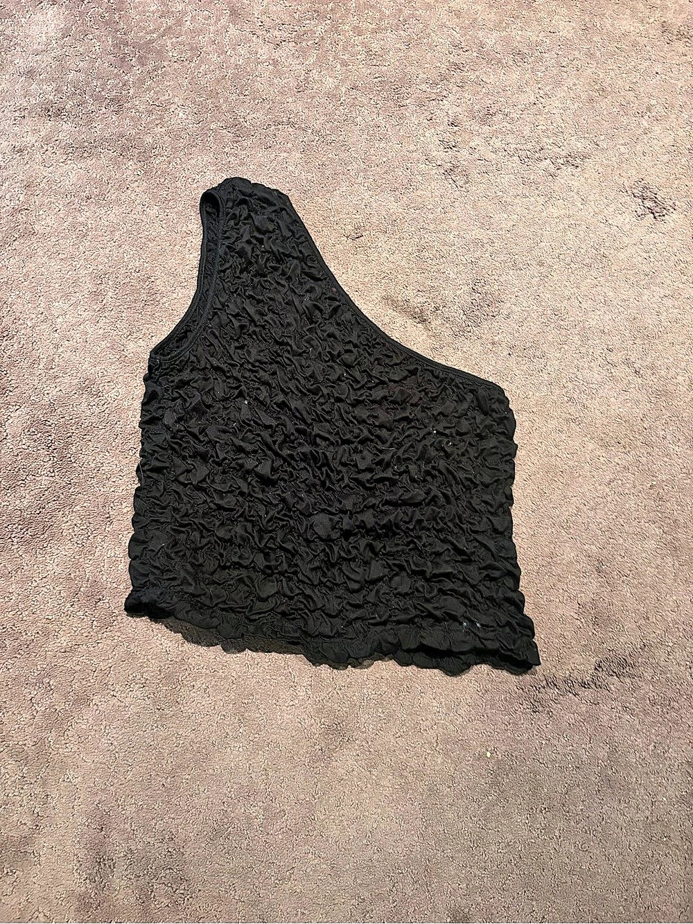 COS Smocked One-Shoulder Tank Top Black Crop Top